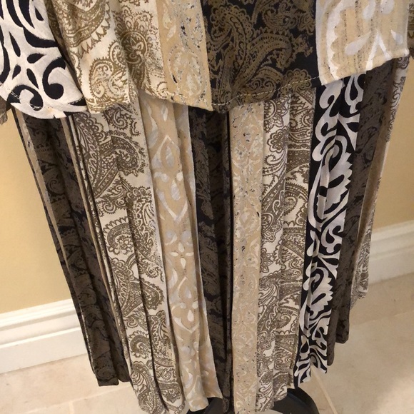 🤎Carole Little 2-Pc Damask Pleated Skirt & beaded neck tunic + infinity sash - Picture 4 of 16